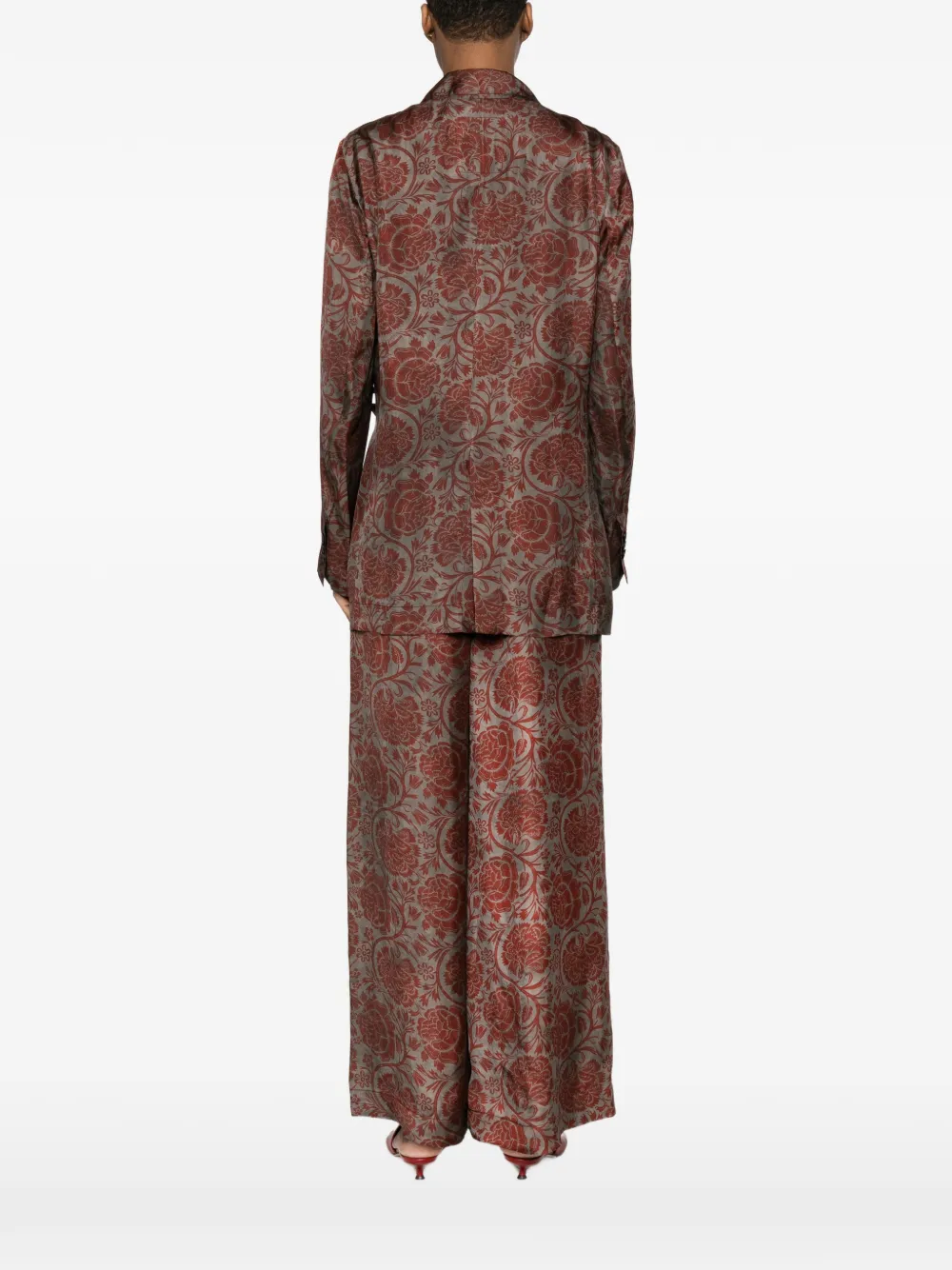 Uma Wang Blazer met bloemenprint en striksluiting Grijs