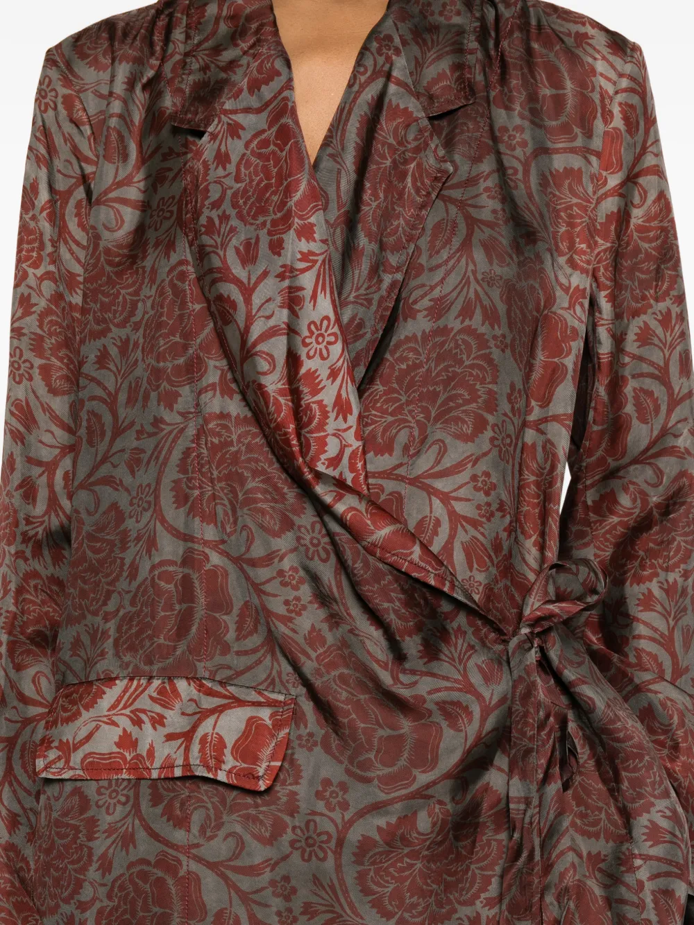 Uma Wang Blazer met bloemenprint en striksluiting Grijs