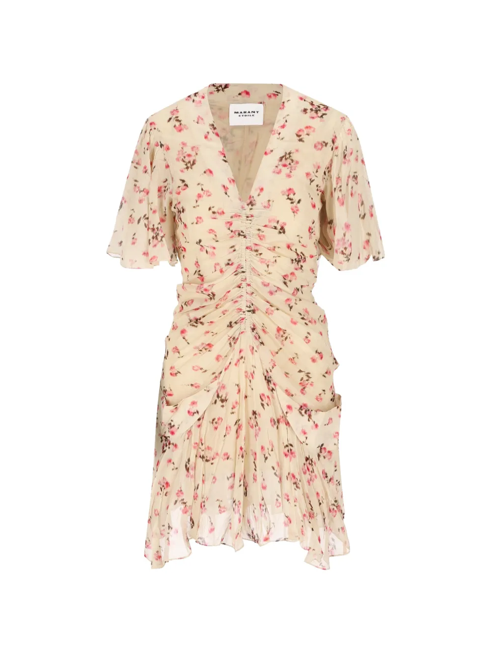 ISABEL MARANT floral-print ruched midi dress - Toni neutri