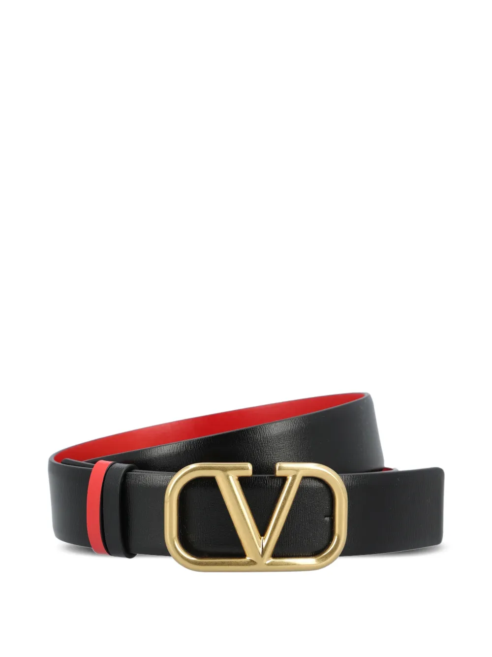 Valentino Garavani VLogo Signature reversible leather belt - Nero