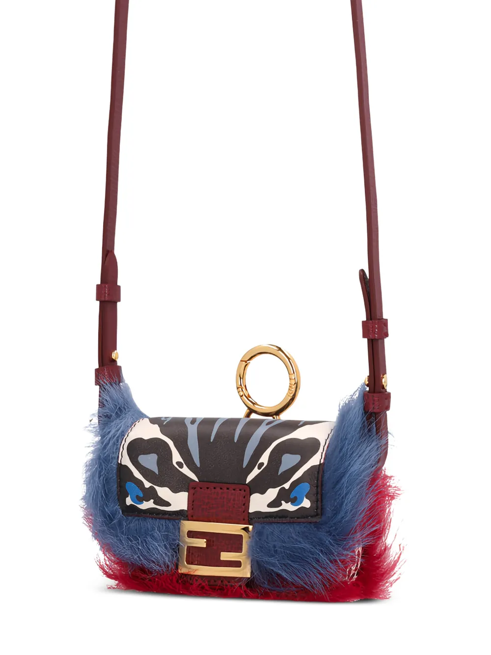 FENDI Nano Baguette leren tassenbedel Blauw