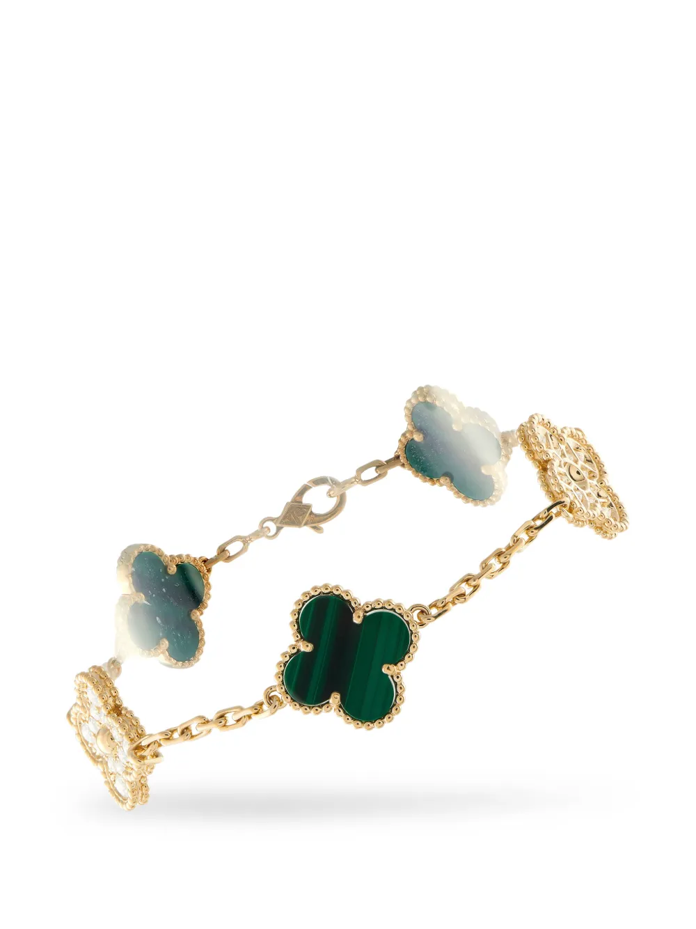 Van Cleef & Arpels Vintage Alhambra 18K yellow gold diamond malachite bracelet - Oro