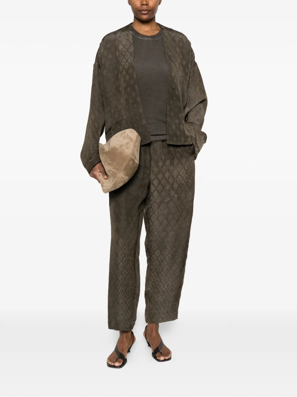  Uma Wang Patterned Trousers - Brown 