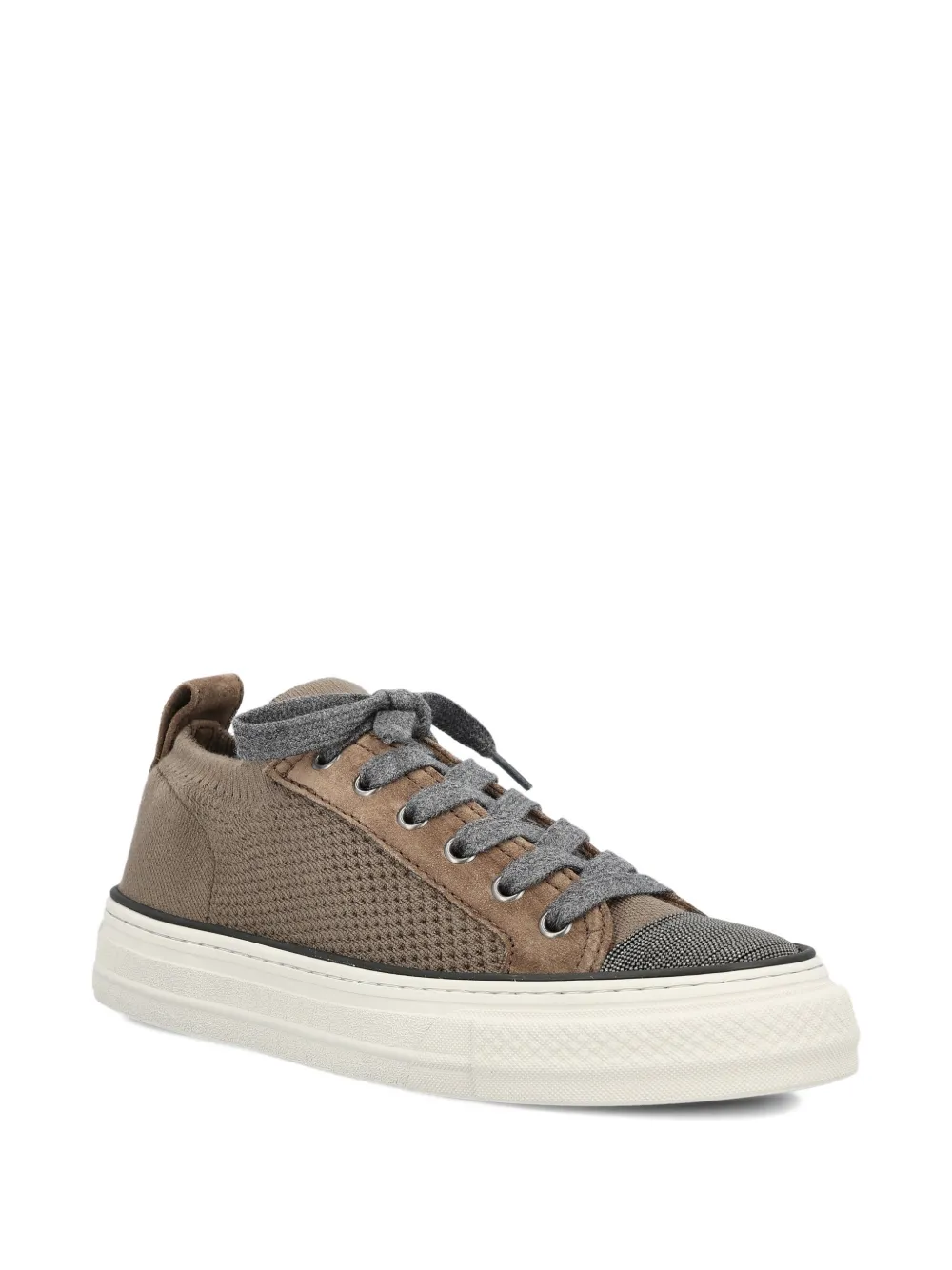 Brunello Cucinelli knitted lace-up sneakers Bruin