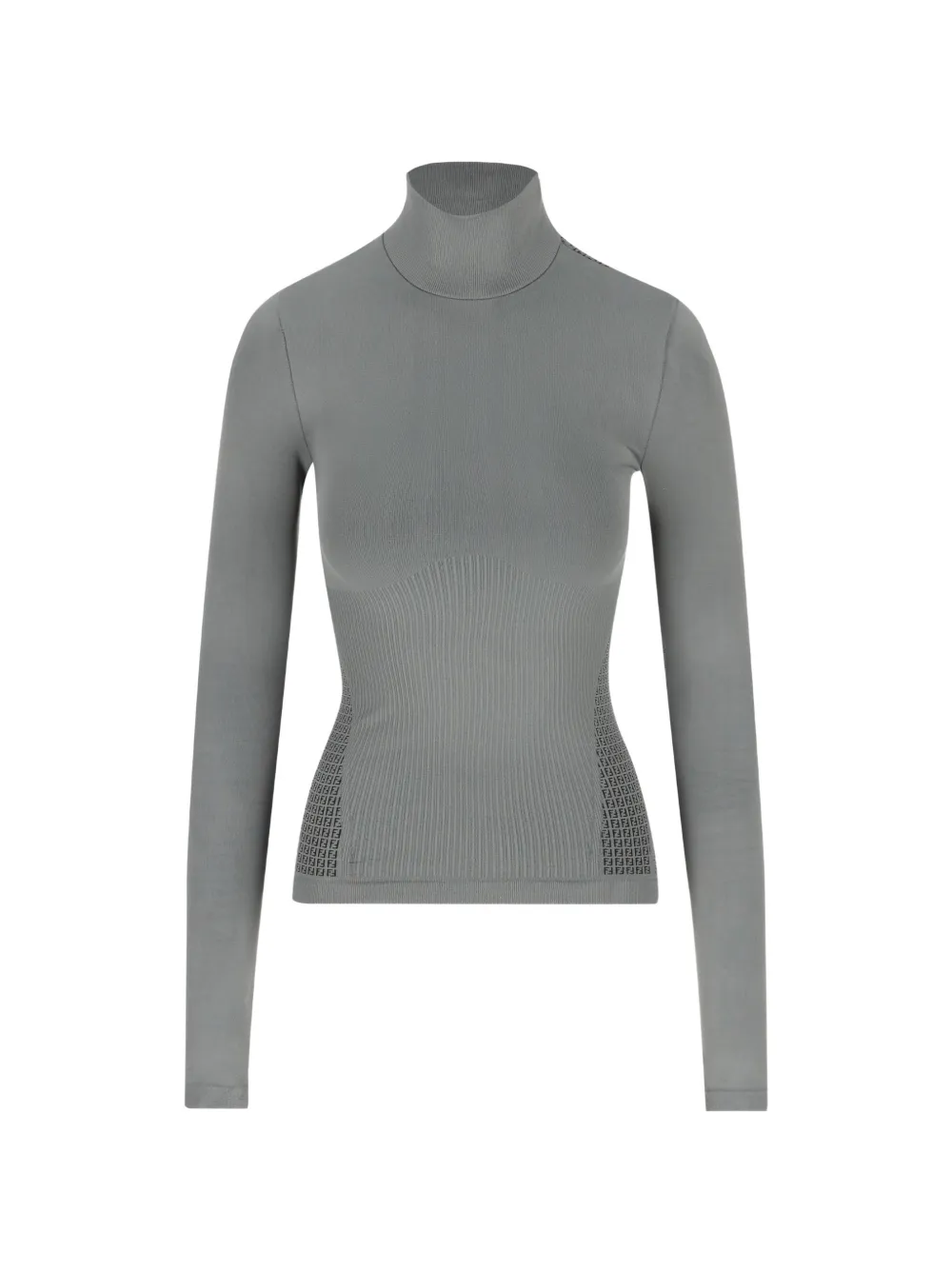 FENDI Top a collo alto con monogramma - Grigio