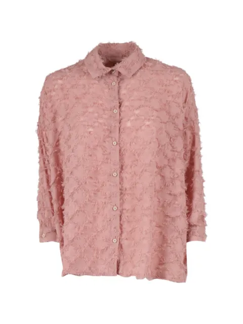 Douuod Kids long-sleeved frayed shirt