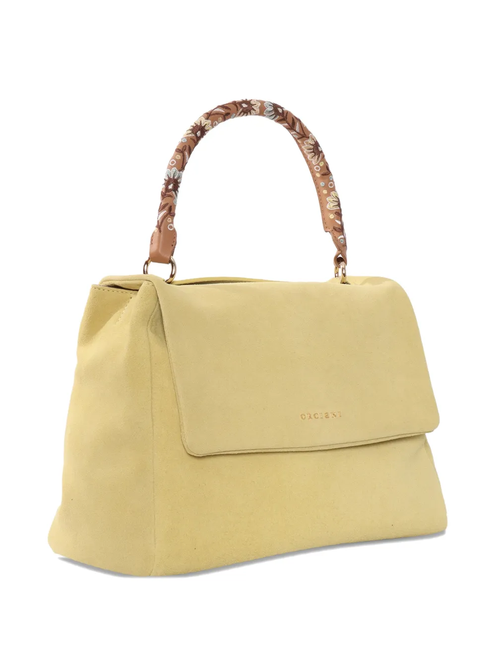  Orciani Floral-handle Tote Bag - Yellow 