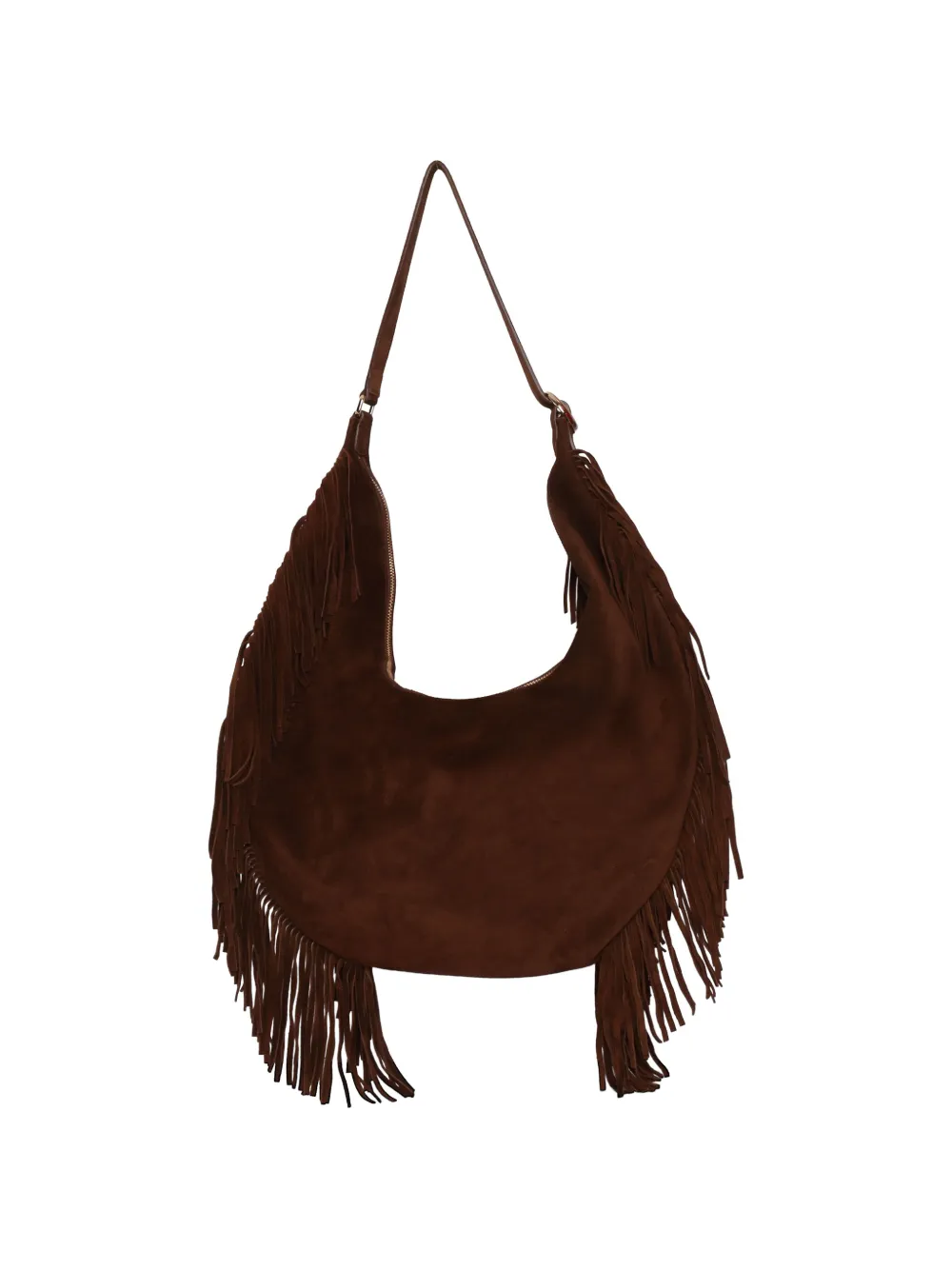  Orciani Isola Peach Fringed Leather Shoulder Bag - Brown 