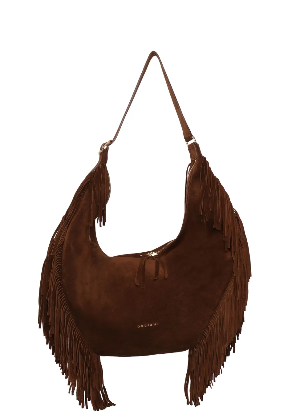 Orciani Isola Peach fringed leather shoulder bag - Marrone