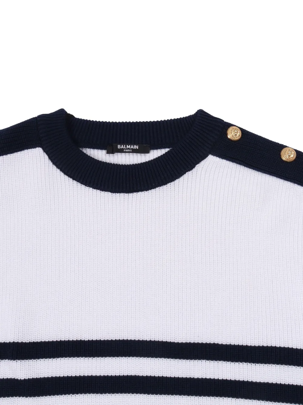  Balmain Kids Pull à Rayures - Blanc 