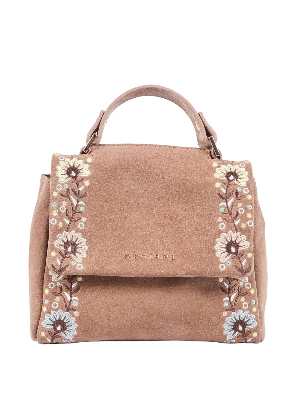 Orciani floral-embroidered shoulder bag - Marrone
