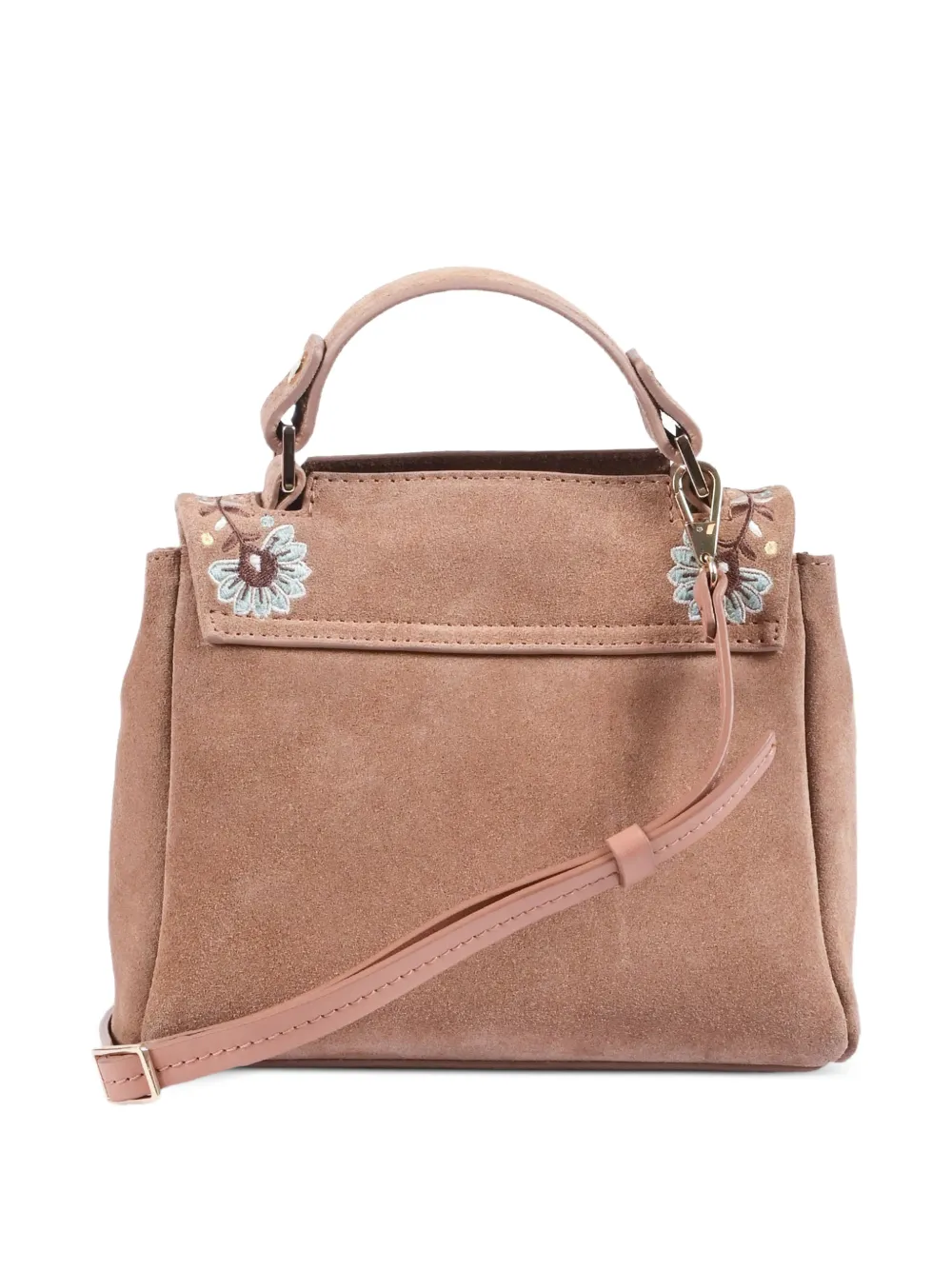  Orciani Floral-embroidered Shoulder Bag - Brown 