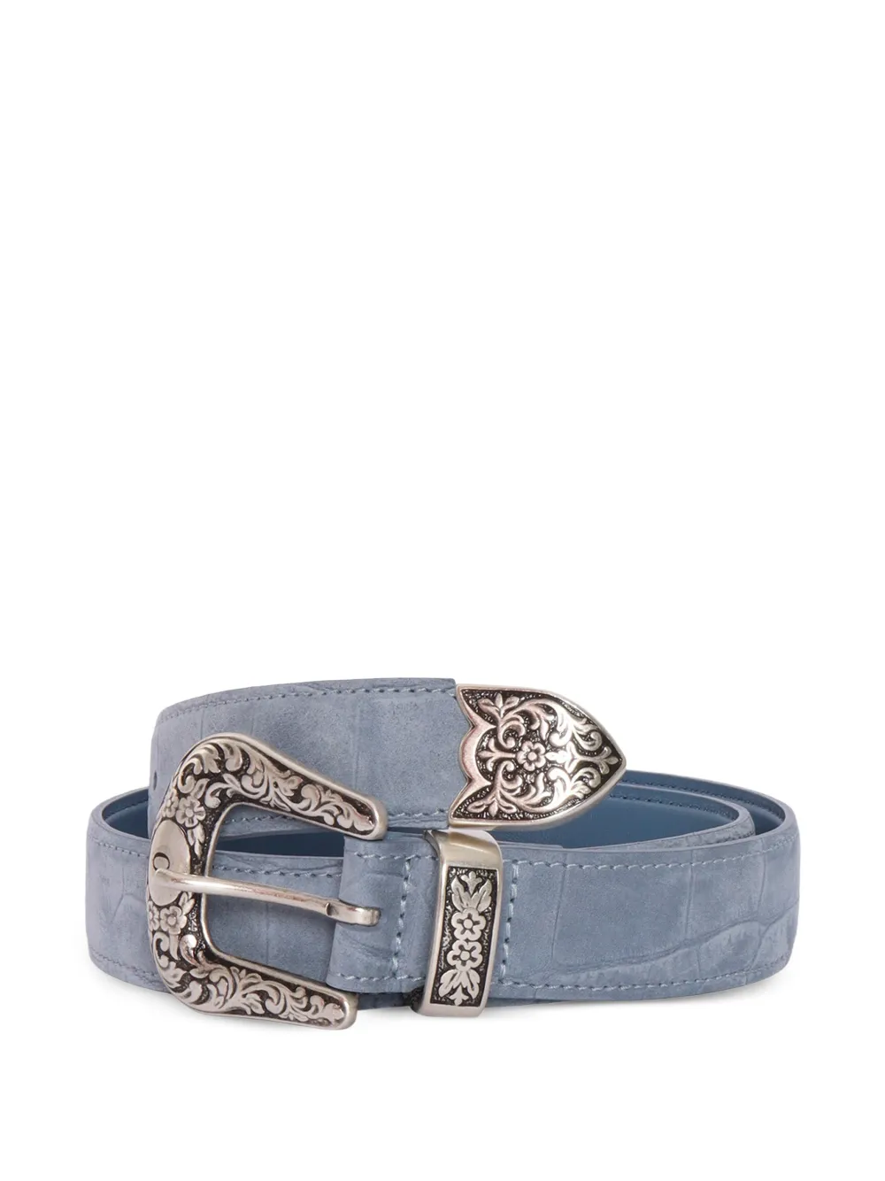 Orciani floral-engraved buckle belt - Blu