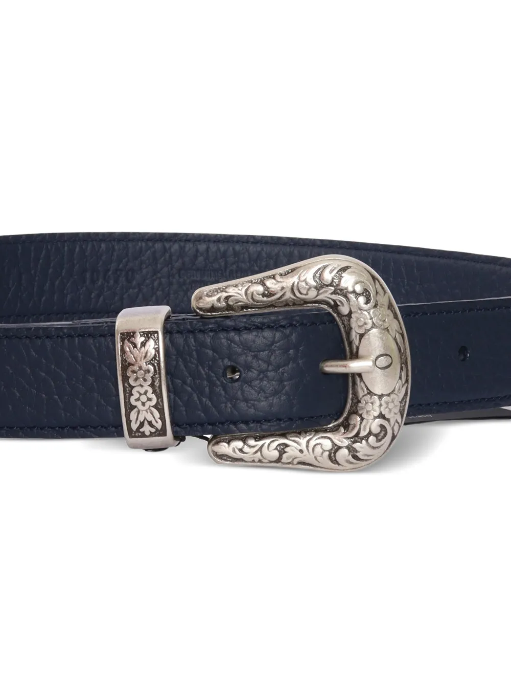  Orciani Floral-engraved Leather Belt - Blue 