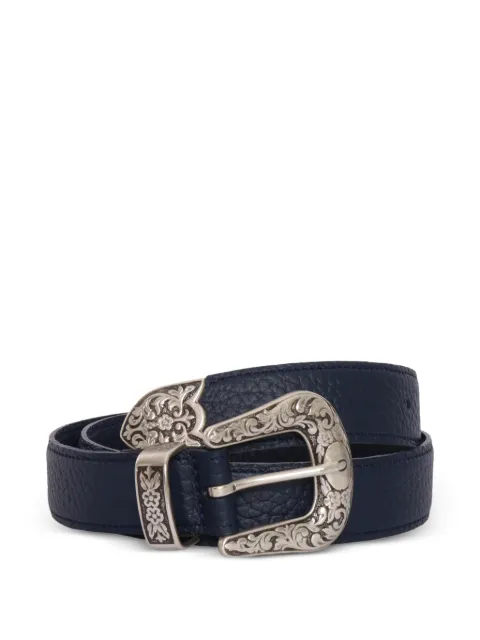 Orciani floral-engraved leather belt