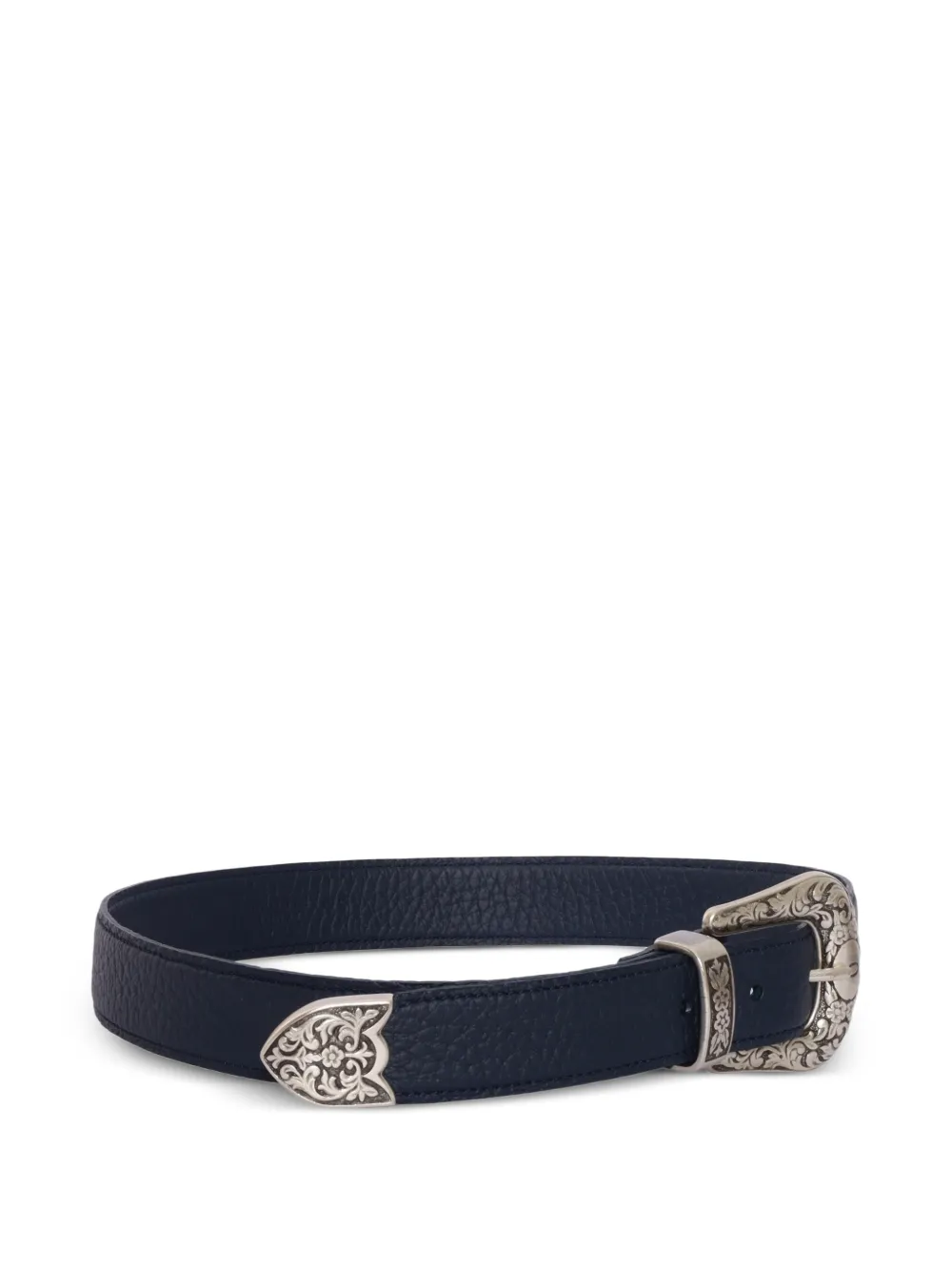  Orciani Floral-engraved Leather Belt - Blue 