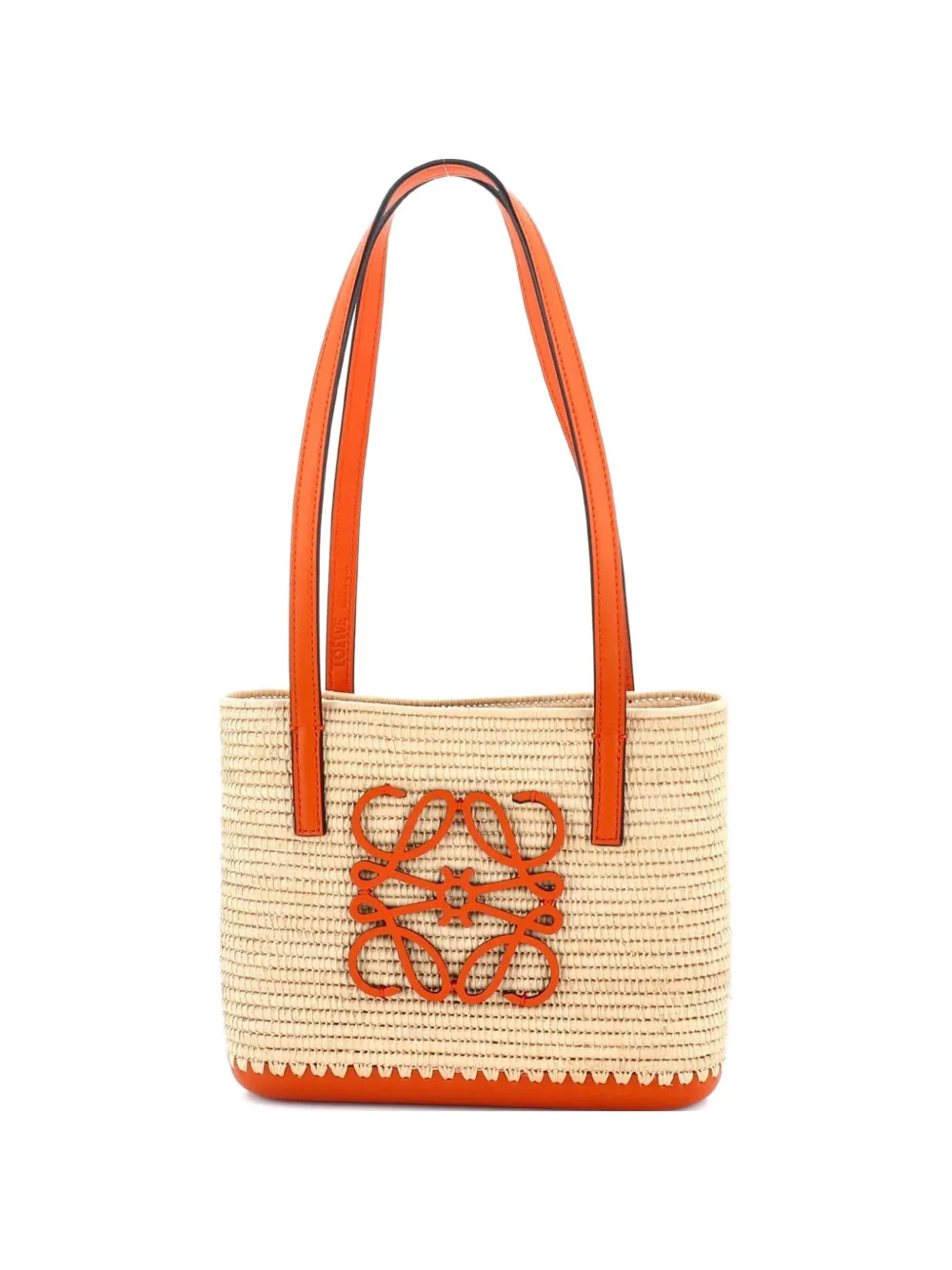 Loewe Pre-Owned Square Basket Woven Raffia and Leather Mini tote bag - Toni neutri