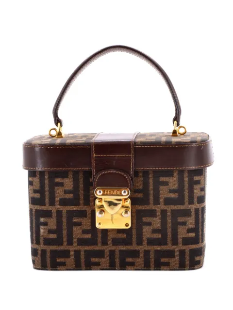 Fendi Pre-Owned bolsa satchel pequeña de lona Zucca con asa superior y candado