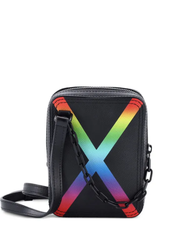 Louis Vuitton Pre-owned Danube Messenger Bag Rainbow Taiga Leather Crossbody Bag in Black