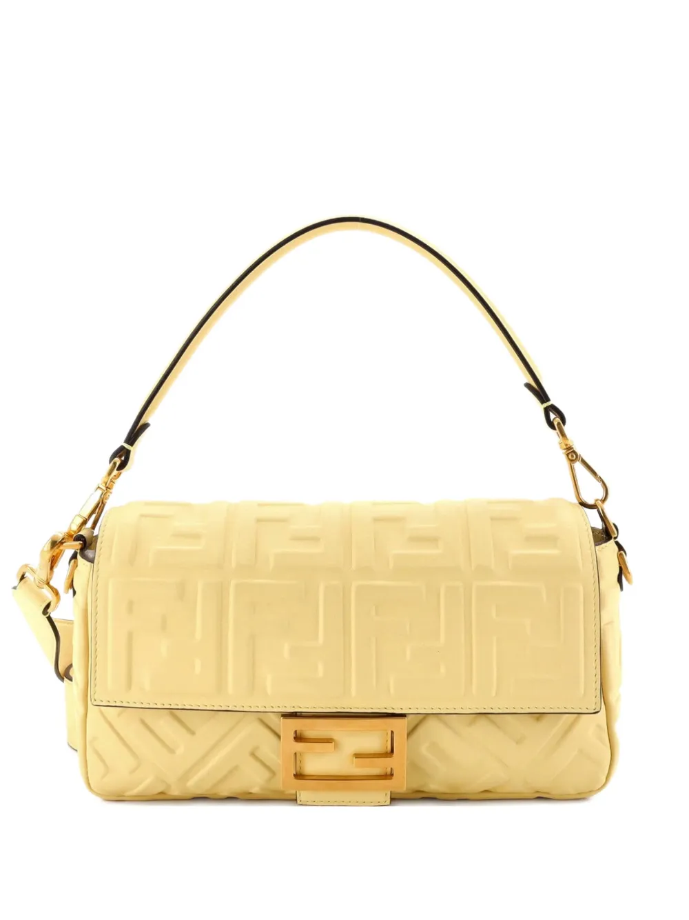 Fendi Pre-Owned Borsa a tracolla Baguette NM media in pelle goffrata con motivo Zucca - Giallo