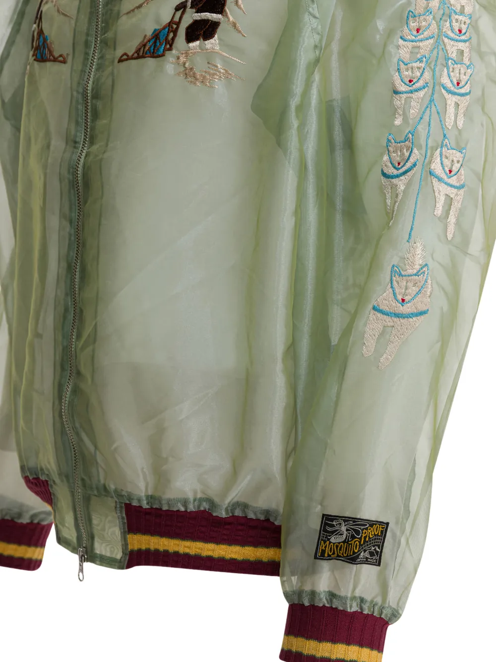 embroidered zip coat