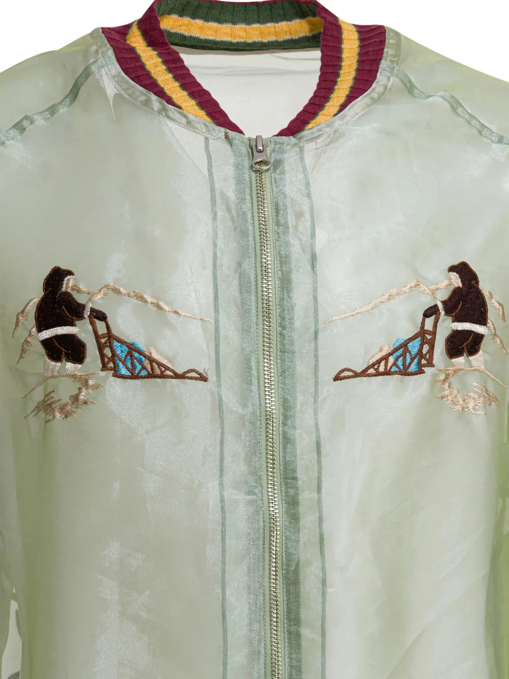 embroidered zip coat