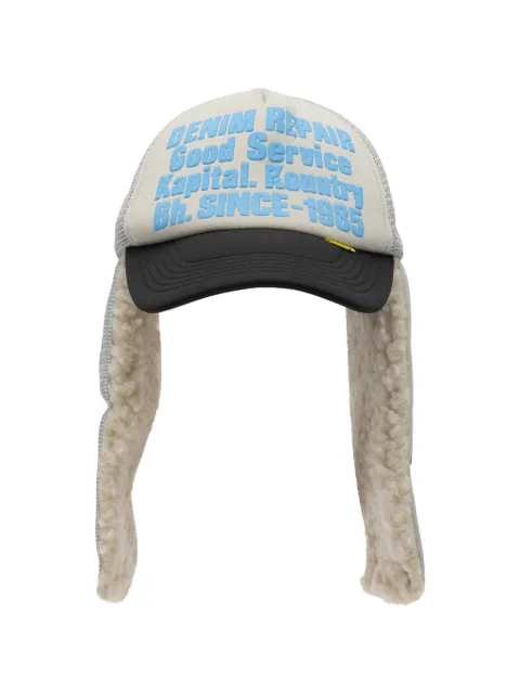 KAPITAL faux-shearling logo-print hat