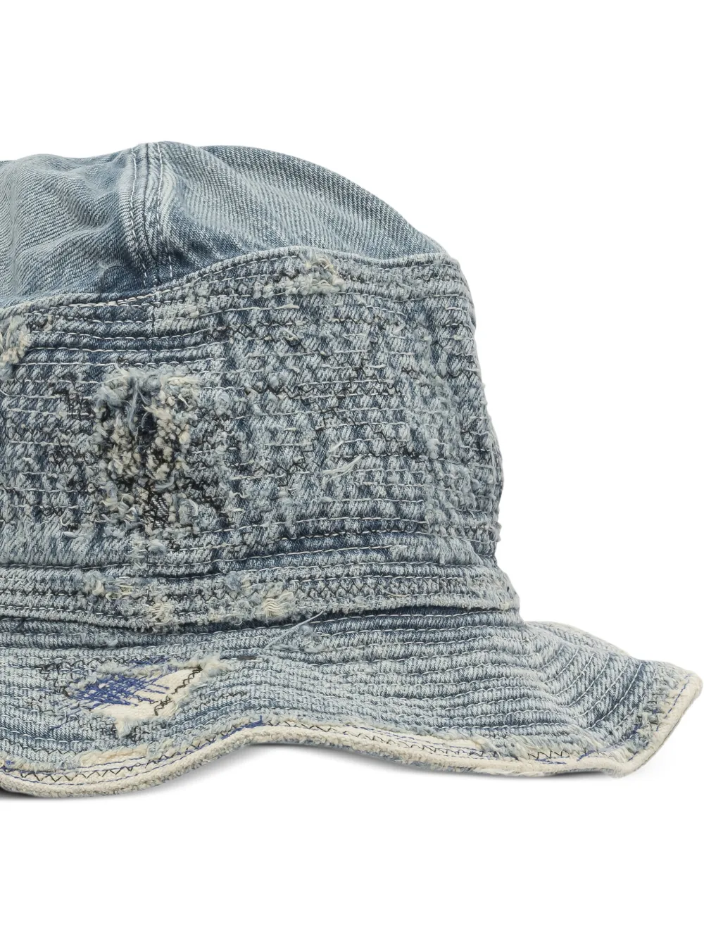 KAPITAL Gerafelde hoed met textuur Blauw