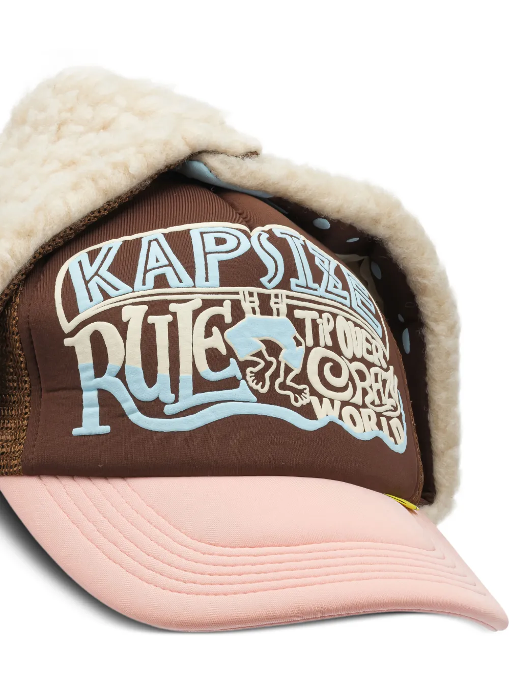 KAPITAL Hoed met lammy print Bruin