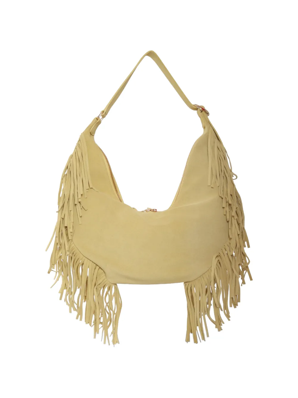  Orciani Small Isola Peach Fringed Leather Shoulder Bag - Yellow 