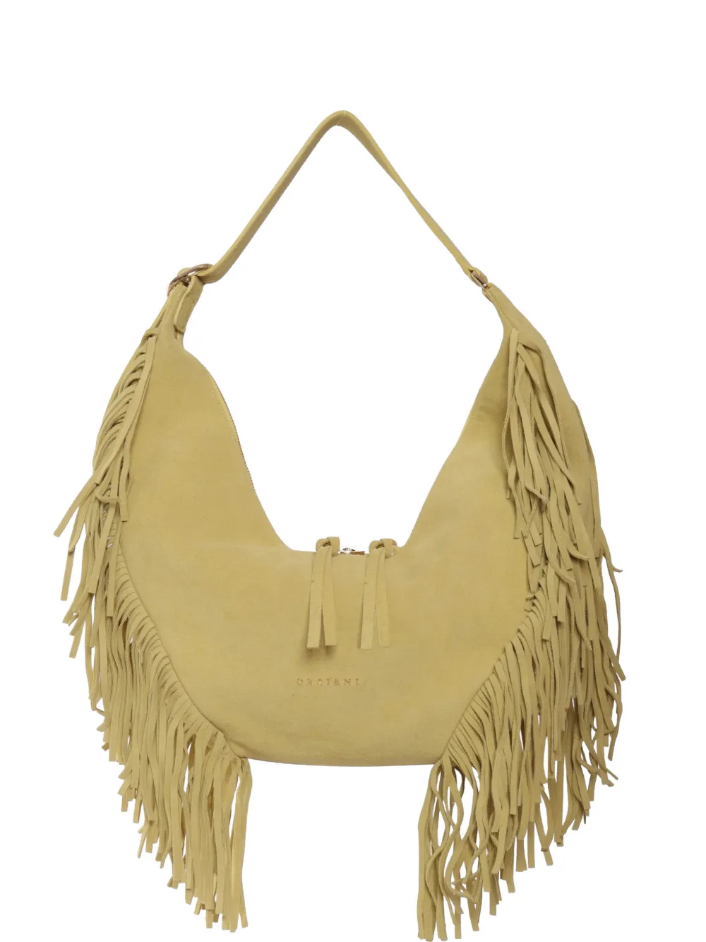 Orciani small Isola Peach fringed leather shoulder bag - Giallo