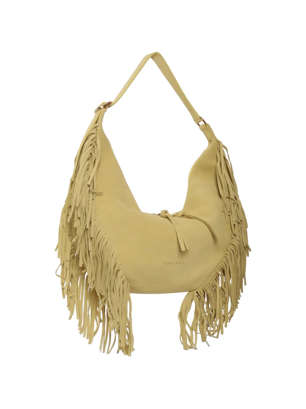  Orciani Small Isola Peach Fringed Leather Shoulder Bag - Yellow 
