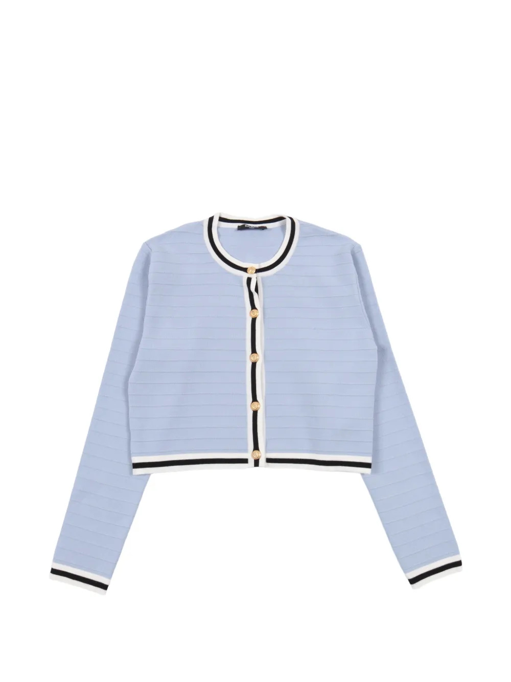 Balmain Kids striped-trim cardigan - Blue