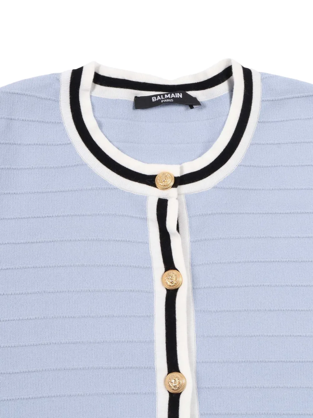 Balmain Kids ストライプトリム カーディガン | ブルー | FARFETCH JP