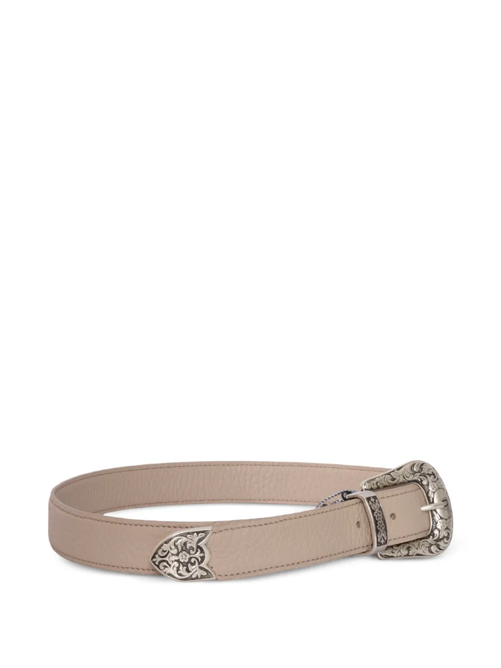  Orciani Engraved Buckle Leather Belt - Neutrals 