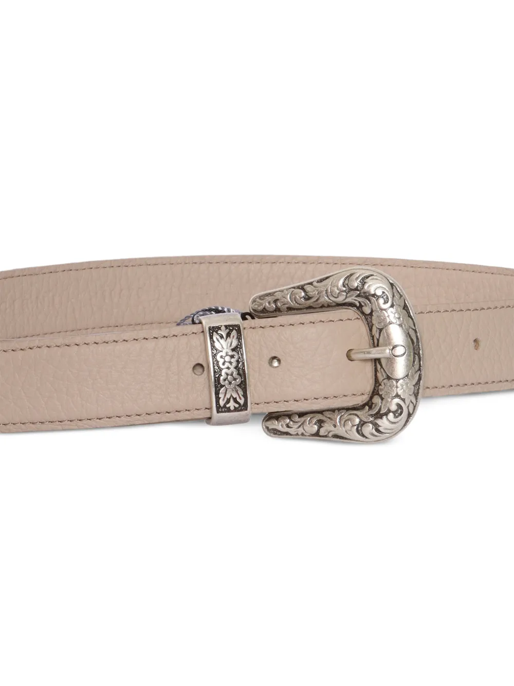  Orciani Engraved Buckle Leather Belt - Neutrals 
