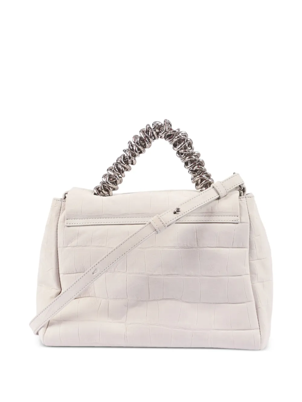  Orciani Crocodile-effect Chain-link Shoulder Bag - White 