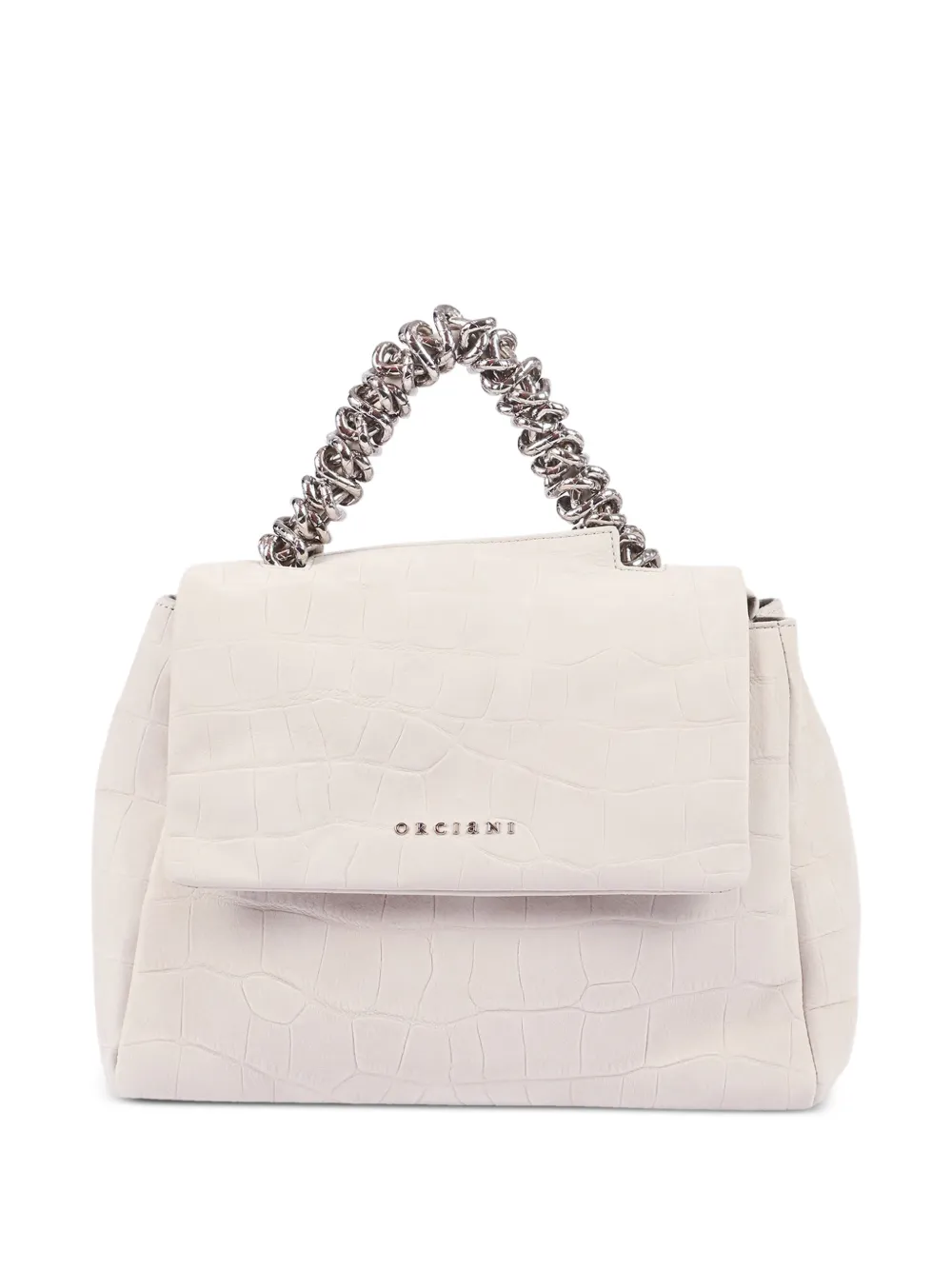 Orciani crocodile-effect chain-link shoulder bag - Bianco