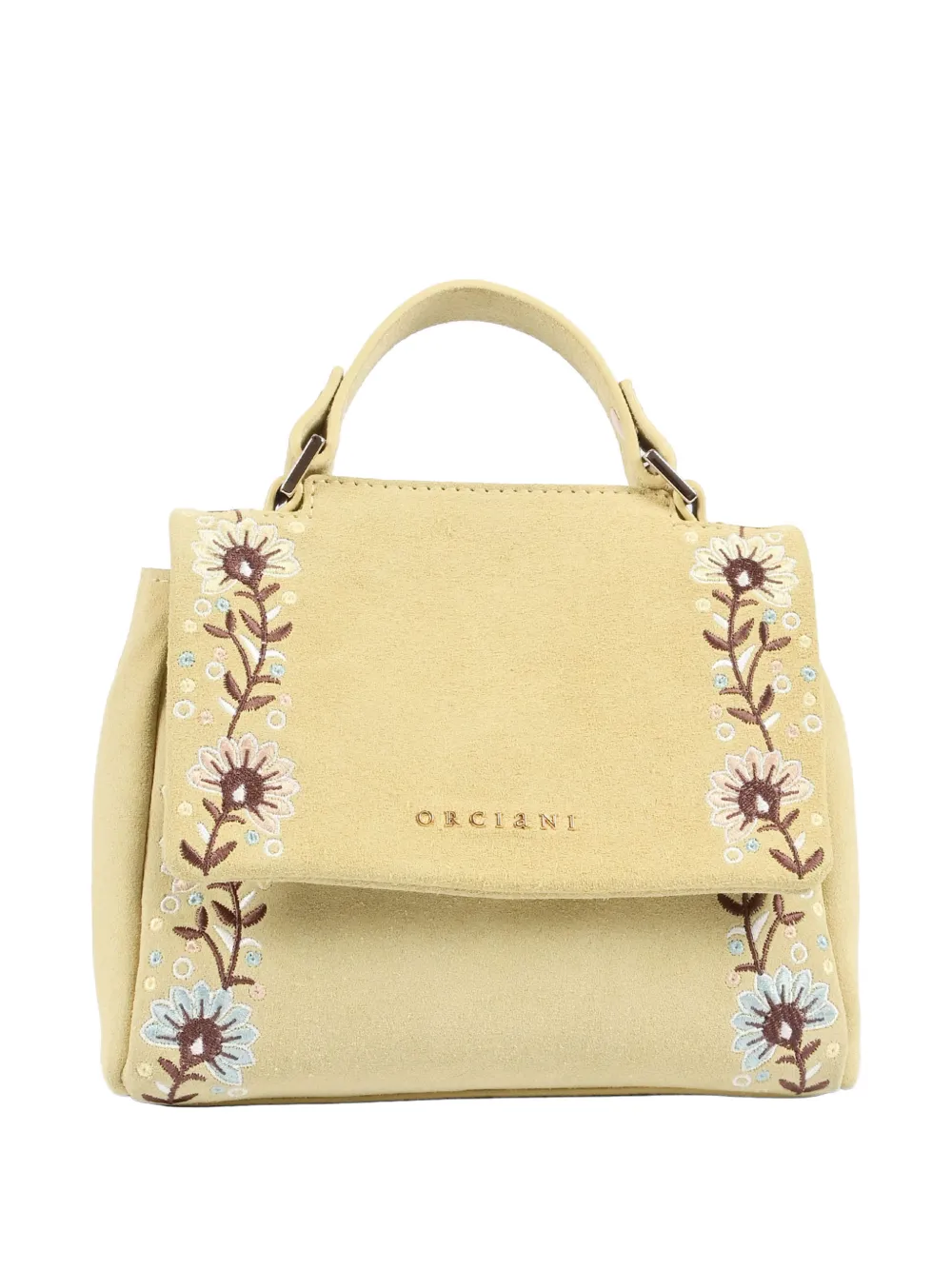 Orciani Borsa a spalla con ricamo floreale - Giallo