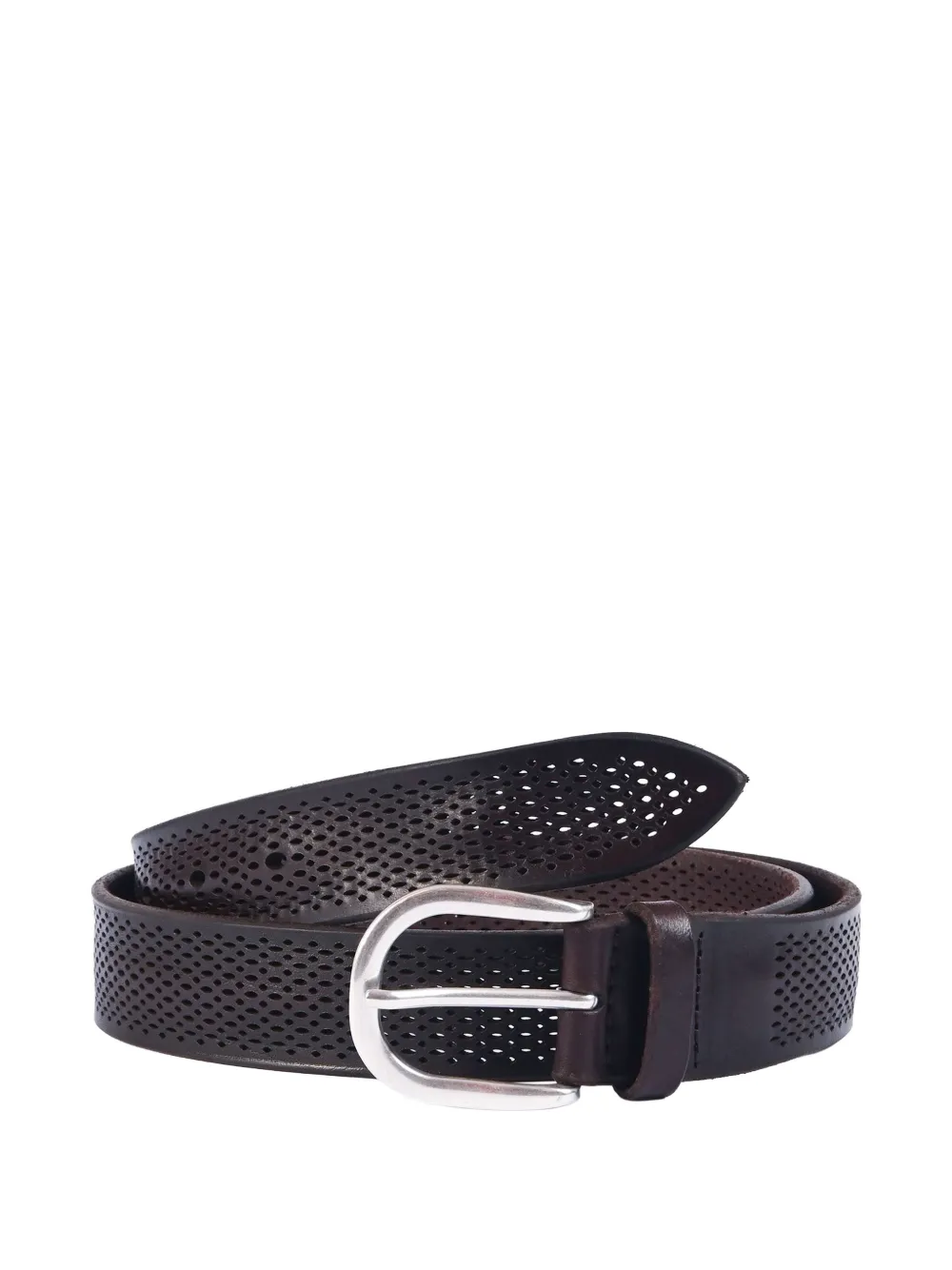 Orciani perforated buckle leather belt - Marrone