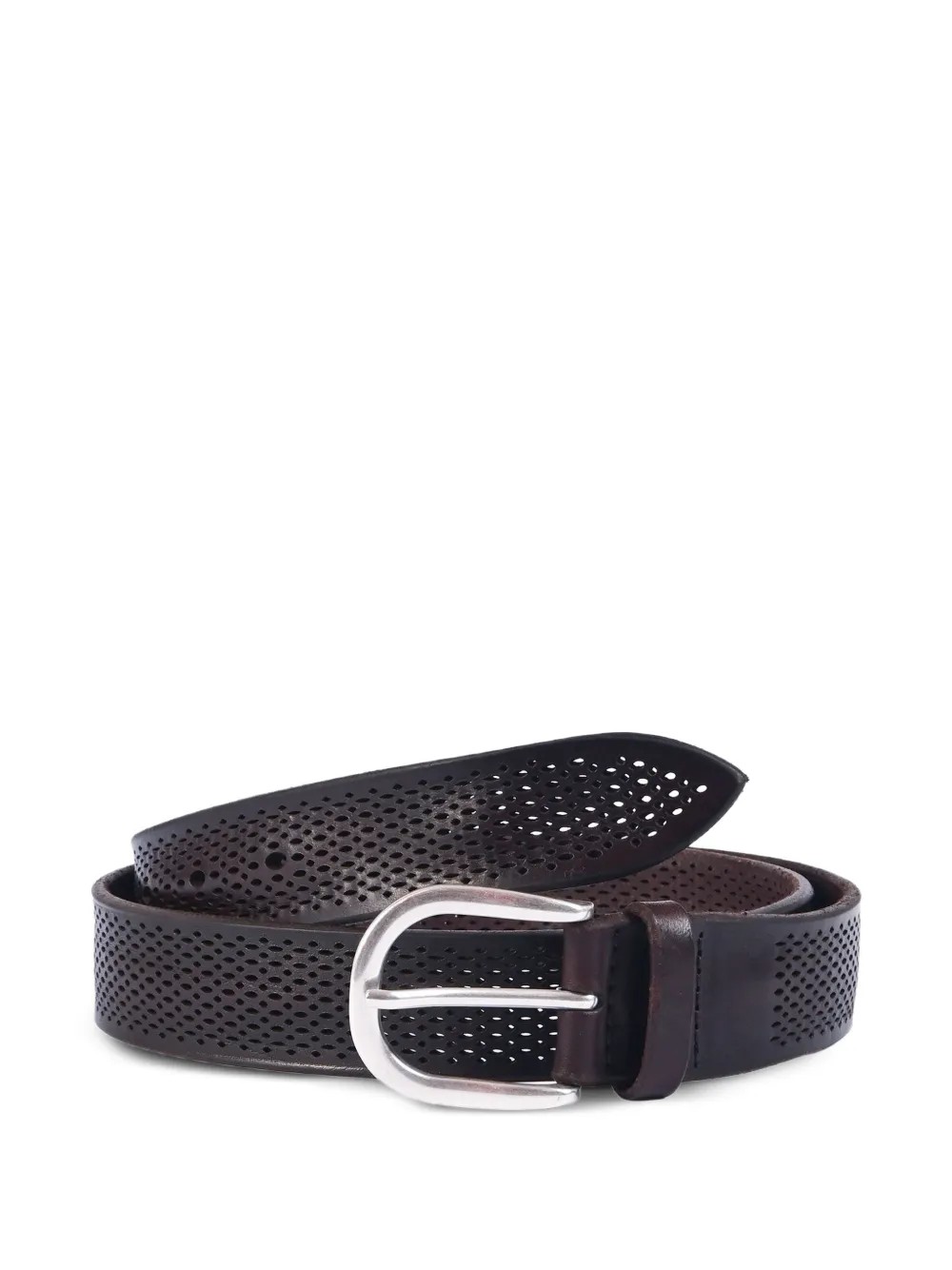 Orciani perforated buckle leather belt - Marrone