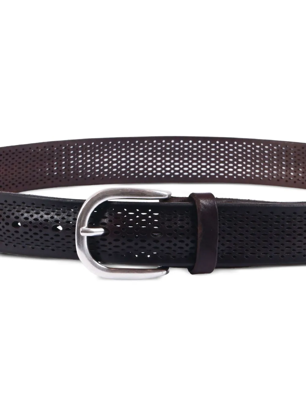  Orciani Perforated Buckle Leather Belt - Brown 