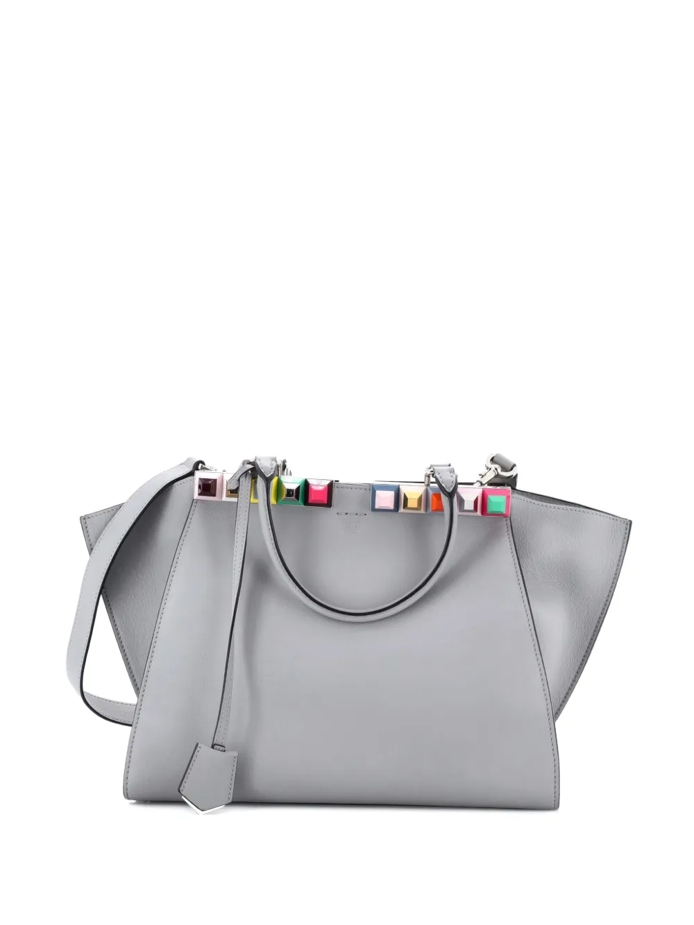 Fendi Pre-Owned Borsa a tracolla Petite 3Jours in pelle con borchie - Grigio