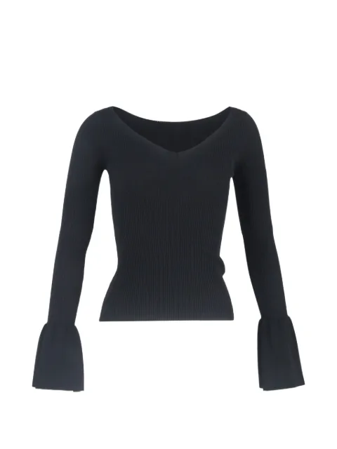 SANDRO Ribbed bell-sleeved top