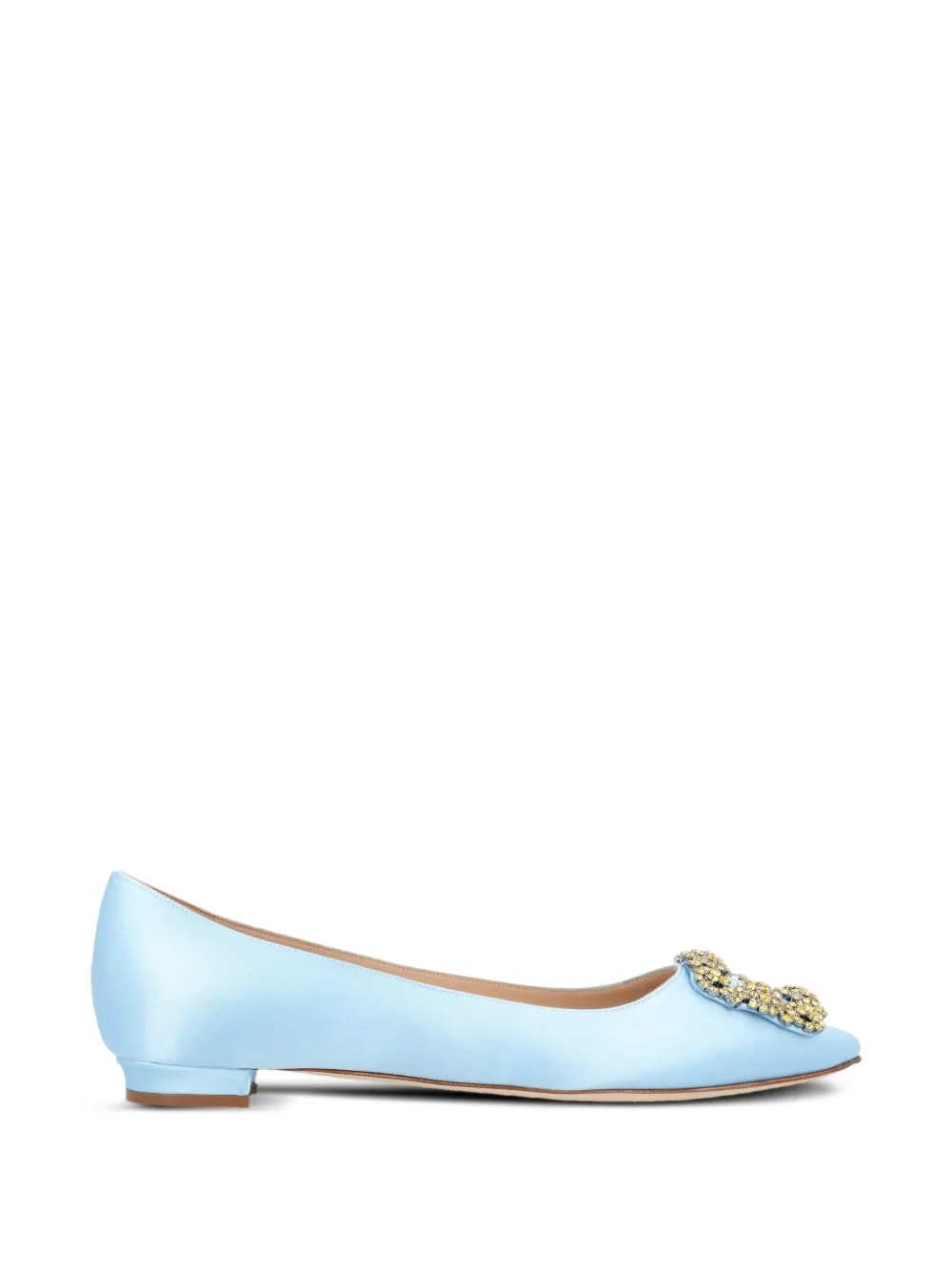 Manolo Blahnik hangisi satin jewelled buckle shoes - Blu