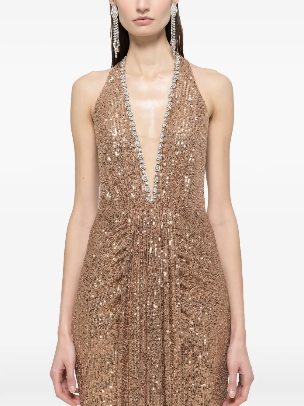 Sequined Halterneck Maxi Dress