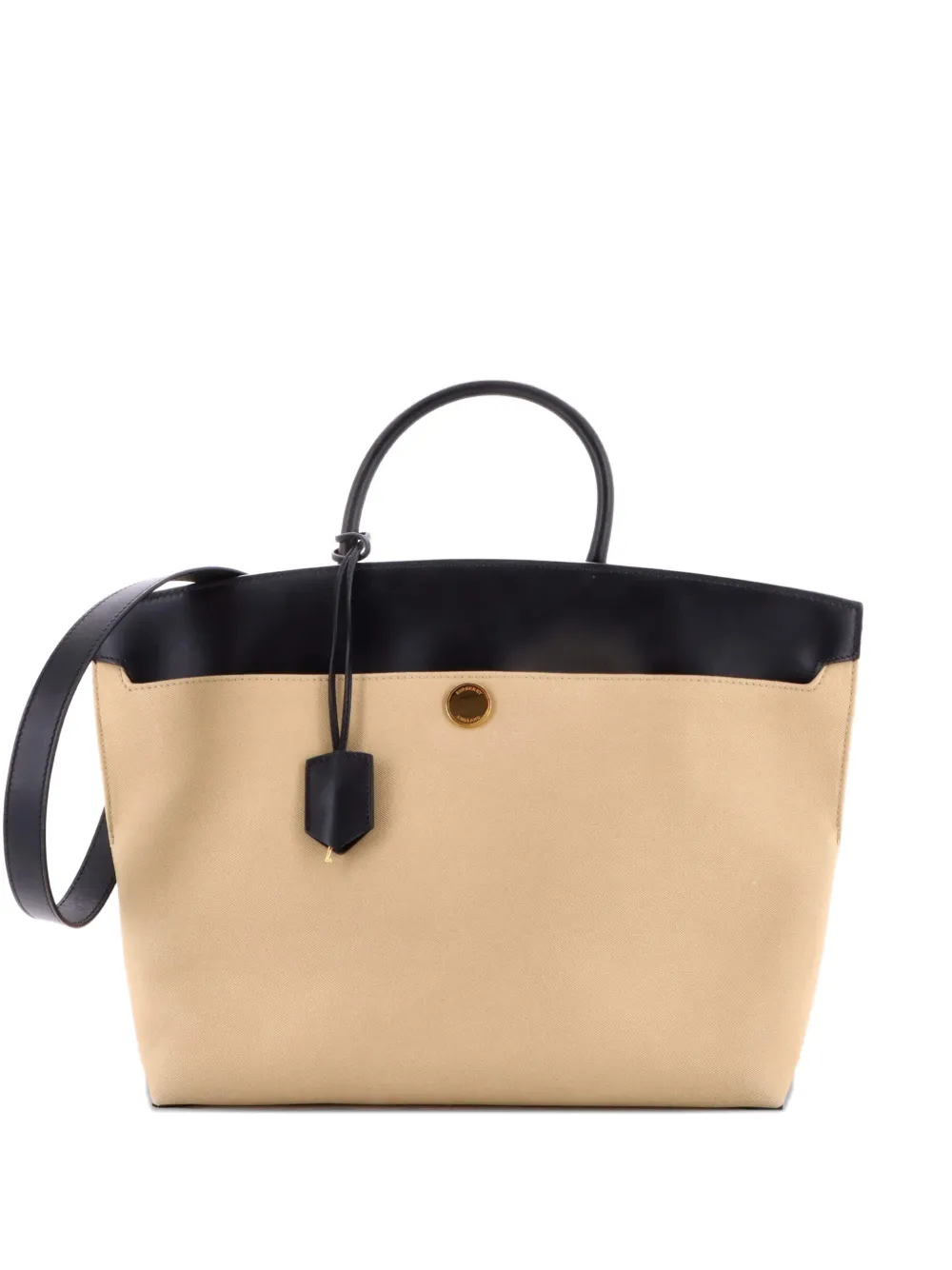 Burberry Pre-Owned Society Top Handle Bag Canvas with Leather Large satchel - Nero