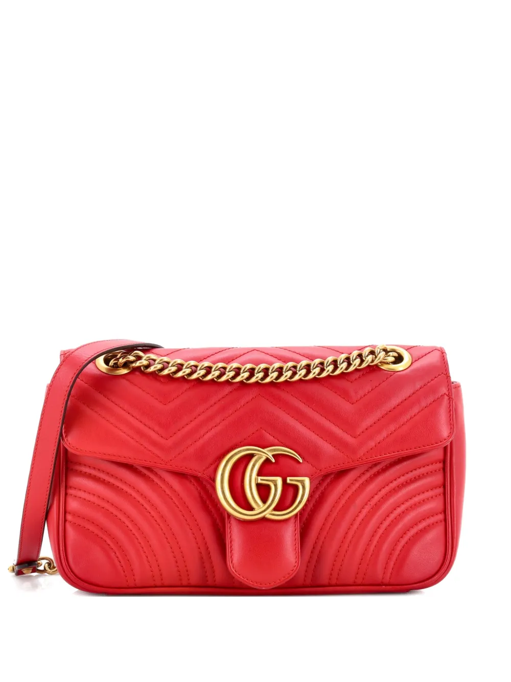 Gucci Pre-Owned GG Marmont Flap Bag Matelasse Leather Small crossbody bag - Rosso