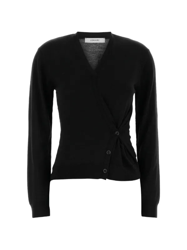 Lemaire Twisted V-neck Cardigan in Black