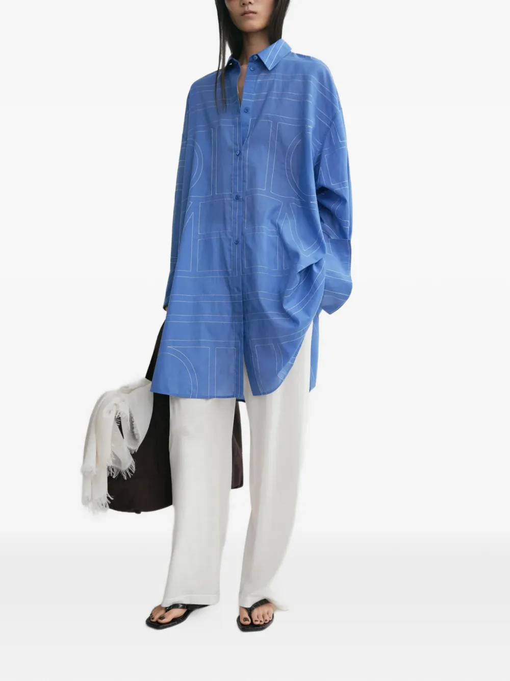 TOTEME blouse met geborduurd monogram Blauw